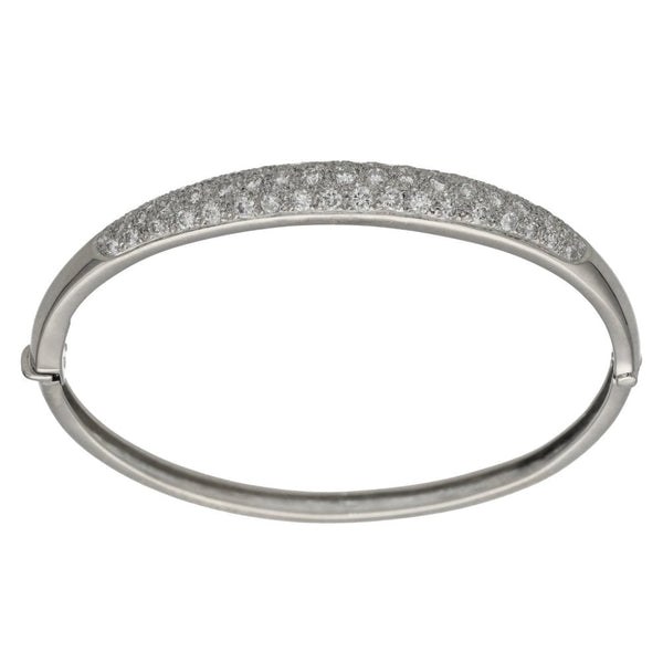 Ladies 18ct White Gold Diamond Set Pave Bangle - 1.70ct