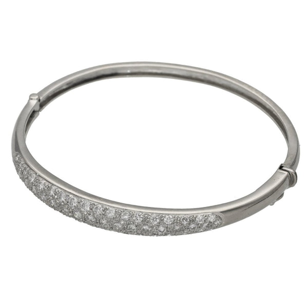 Ladies 18ct White Gold Diamond Set Pave Bangle - 1.70ct