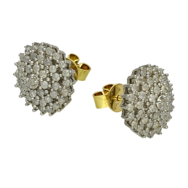 Ladies 18ct Yellow Gold Diamond Set Cluster Earrings - 1.00ct