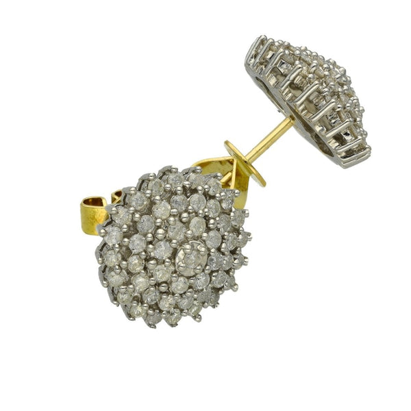 Ladies 18ct Yellow Gold Diamond Set Cluster Earrings - 1.00ct