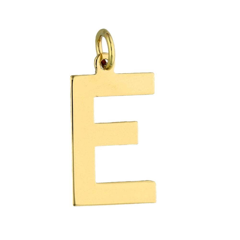 9ct Yellow Gold Initial E Pendant - 1.8g