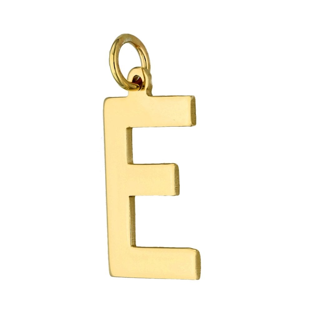 9ct Yellow Gold Initial E Pendant - 1.8g