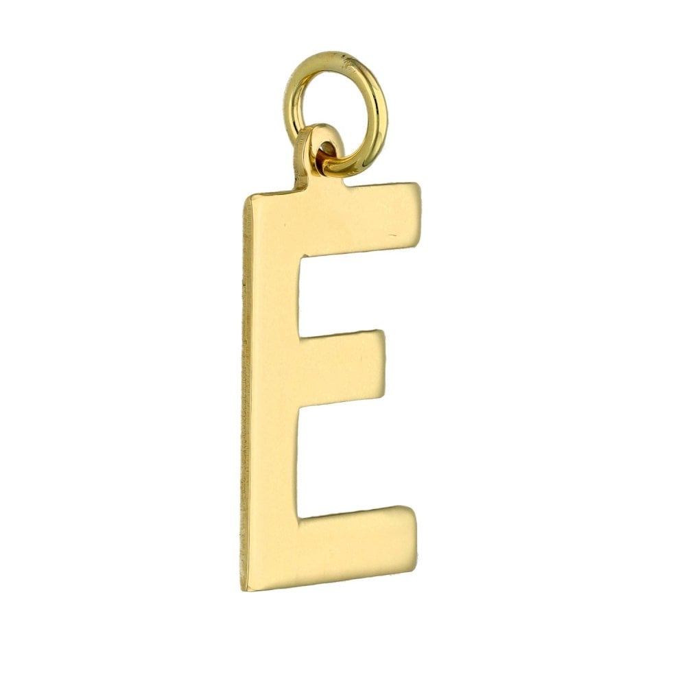 9ct Yellow Gold Initial E Pendant - 1.8g