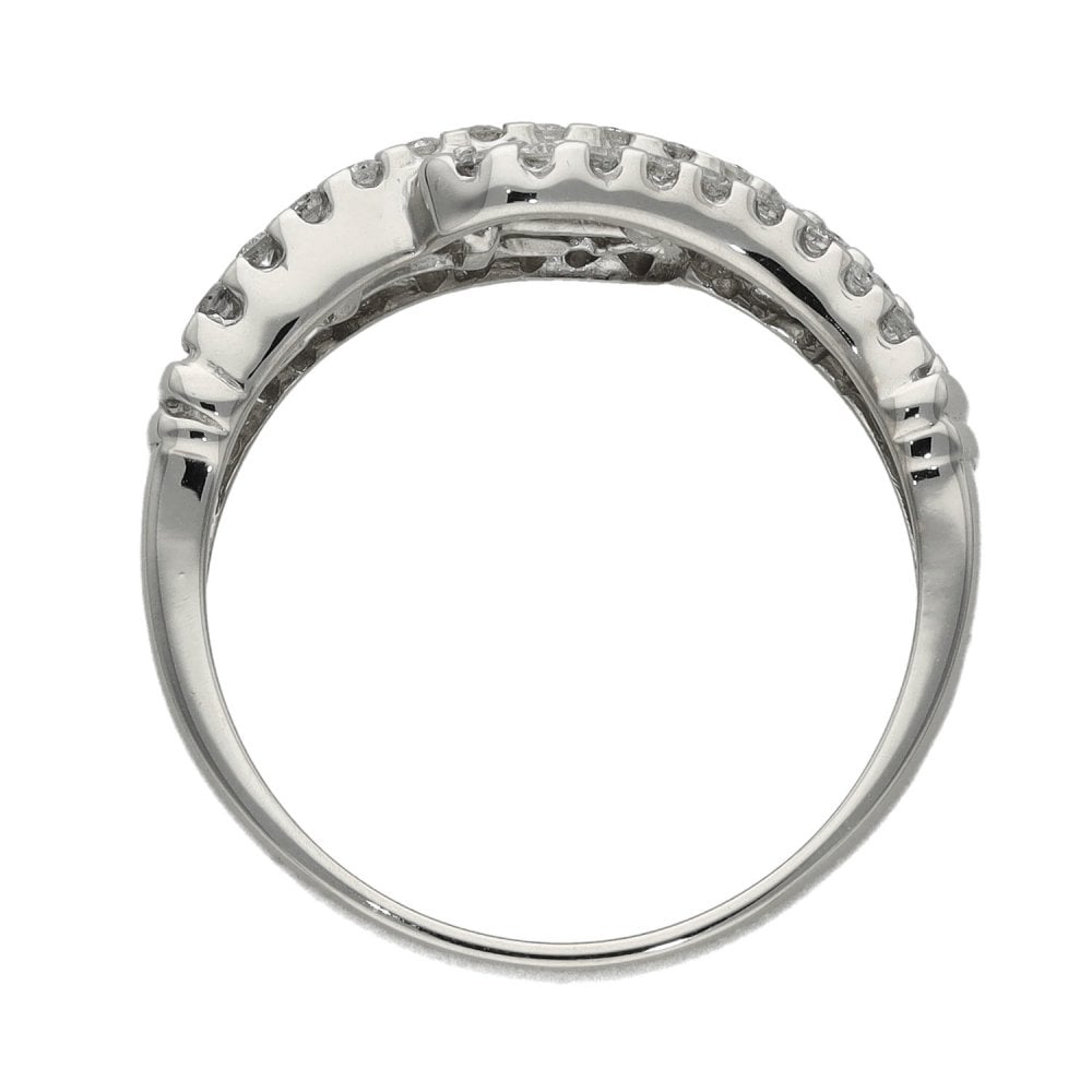 Ladies 18ct White Gold Double Row 0.75ct Diamond Set Twist Ring