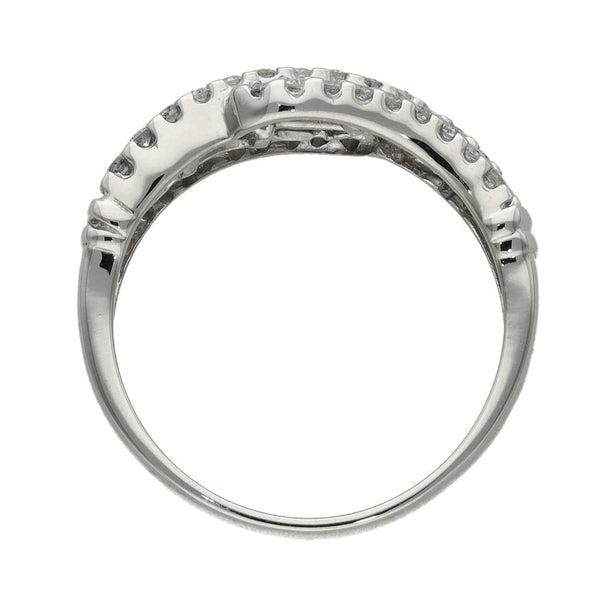Ladies 18ct White Gold Double Row 0.75ct Diamond Set Twist Ring