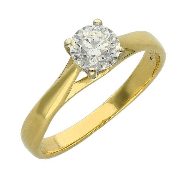 Ladies 18ct Yellow Gold 0.75ct Diamond Solitaire Engagement Ring