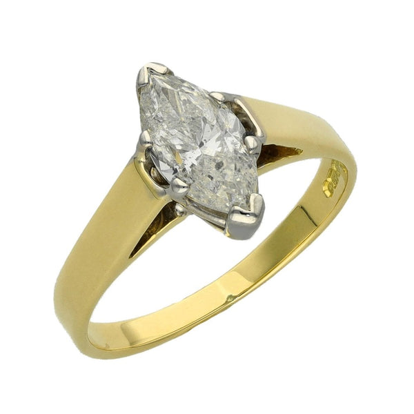 Ladies 18ct Yellow Gold Marquise Diamond Engagement Ring
