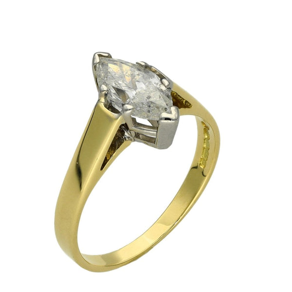 Ladies 18ct Yellow Gold Marquise Diamond Engagement Ring