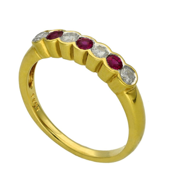 Ladies 18ct Yellow Gold Diamond & Ruby Eternity Ring