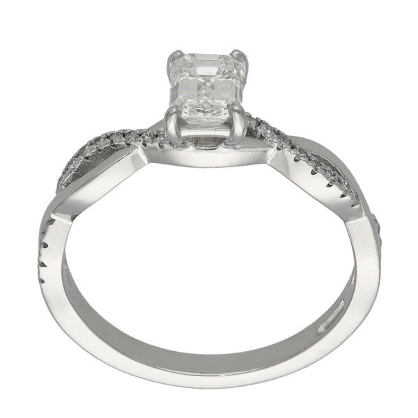 Ladies Platinum Emerald Cut Diamond Twist Ring - 0.71ct