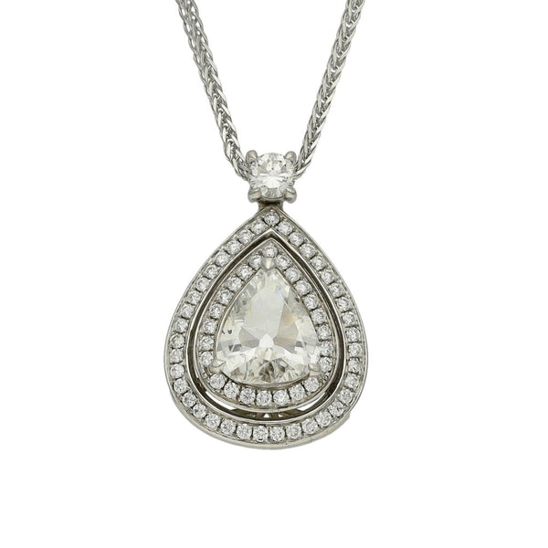 Ladies 18ct White Gold Diamond Cluster Pendant & 18" Chain