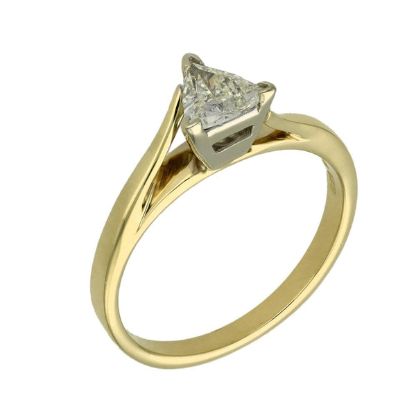 Ladies 18ct Yellow Gold Trilliant Cut Diamond Solitaire Ring