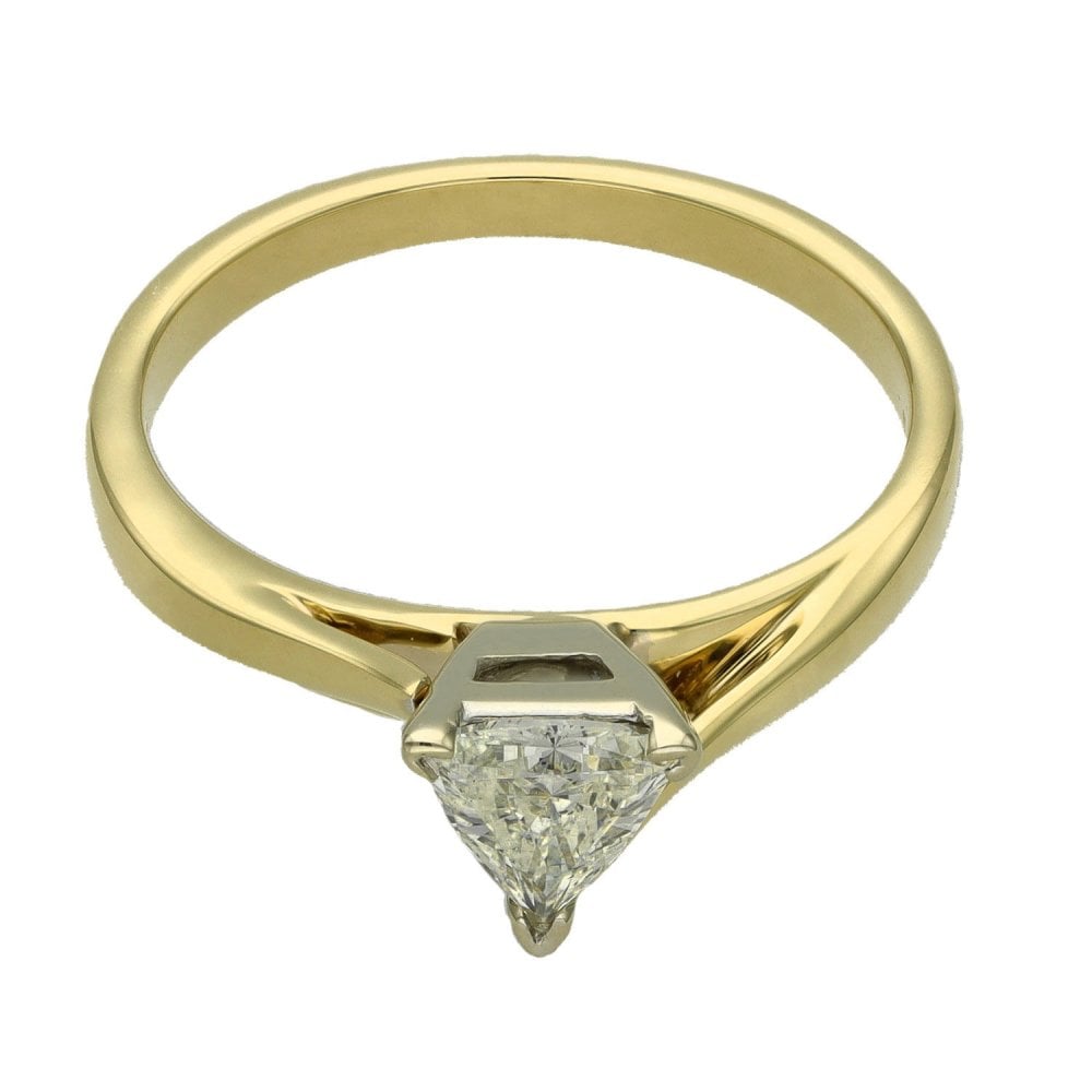 Ladies 18ct Yellow Gold Trilliant Cut Diamond Solitaire Ring