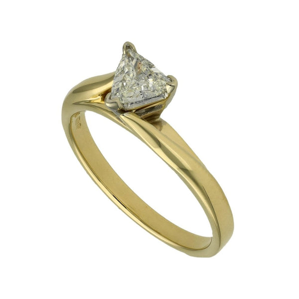 Ladies 18ct Yellow Gold Trilliant Cut Diamond Solitaire Ring