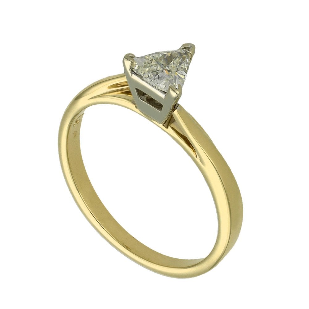 Ladies 18ct Yellow Gold Trilliant Cut Diamond Solitaire Ring