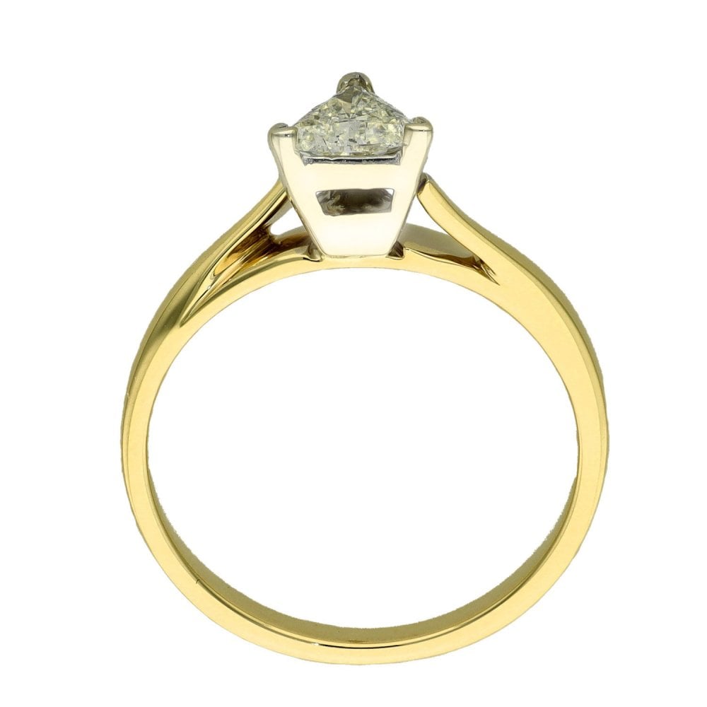 Ladies 18ct Yellow Gold Trilliant Cut Diamond Solitaire Ring