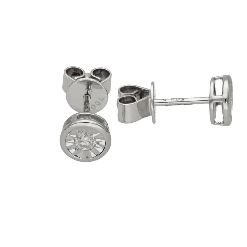 Ladies 18ct White Gold Diamond Stud Earrings - 0.11ct