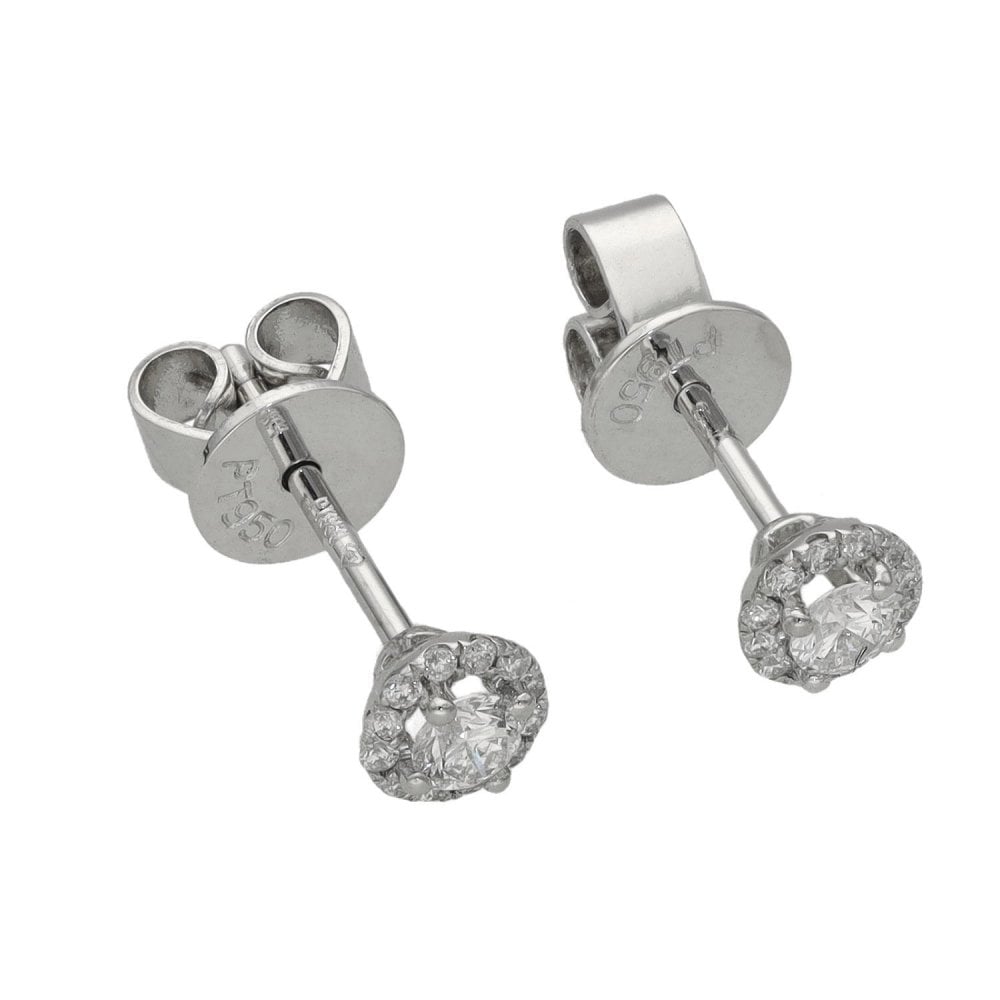 Ladies Platinum 0.25ct Diamond Cluster Stud Earrings