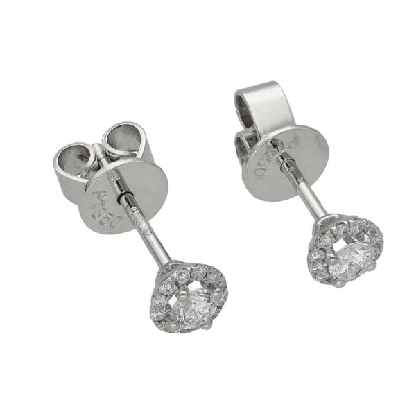 Ladies Platinum 0.25ct Diamond Cluster Stud Earrings