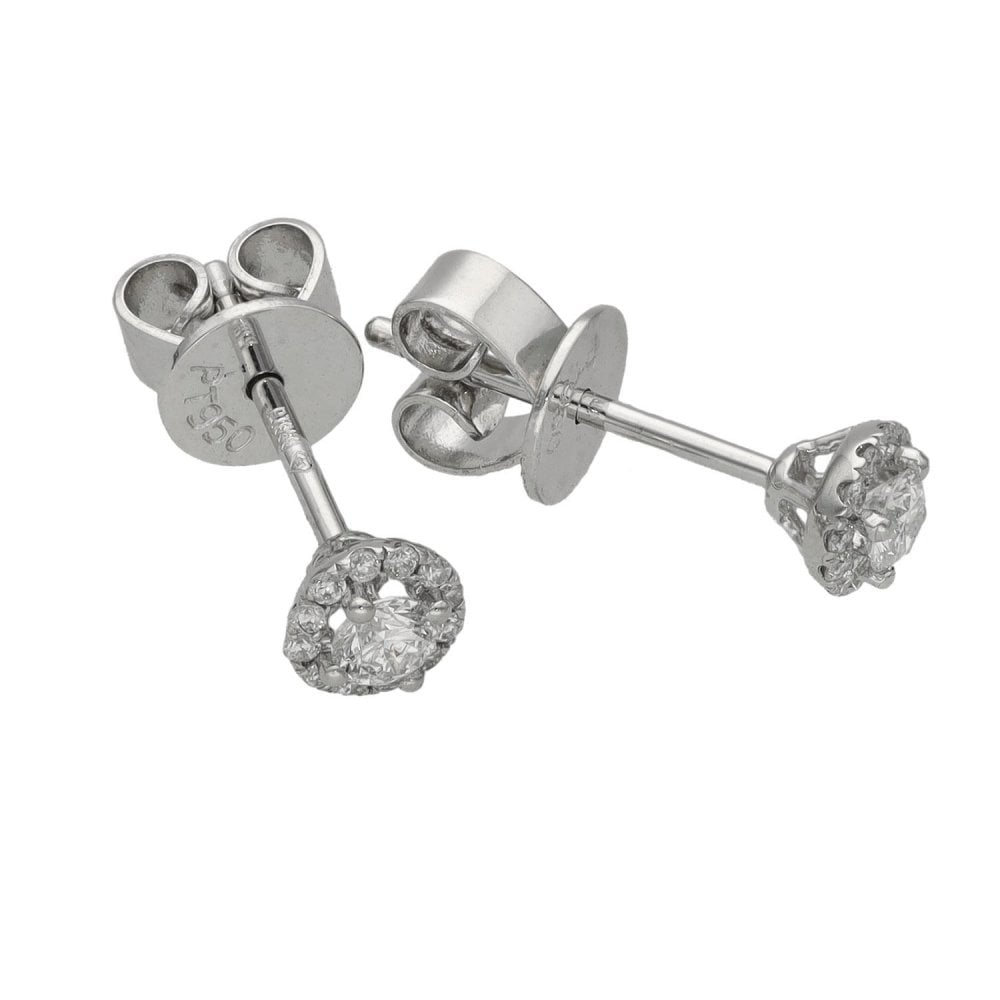 Ladies Platinum 0.25ct Diamond Cluster Stud Earrings