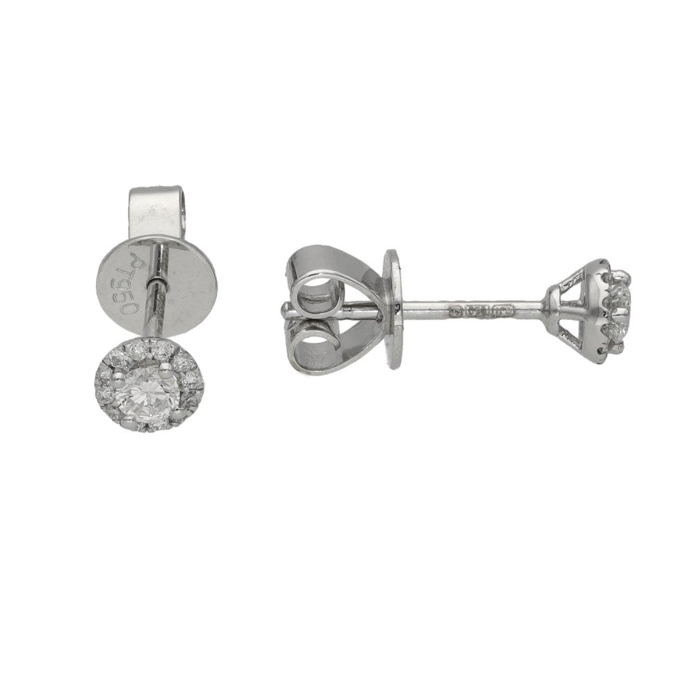 Ladies Platinum 0.25ct Diamond Cluster Stud Earrings