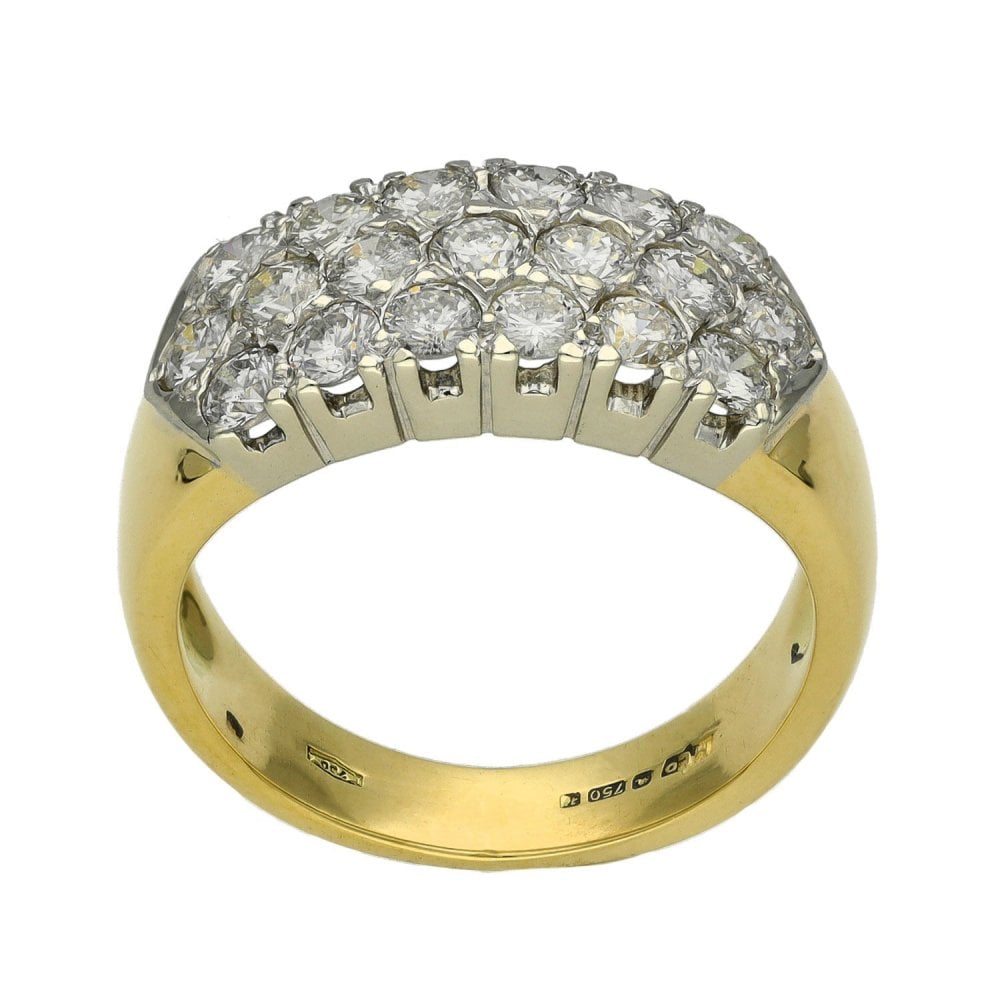 Ladies 18ct Yellow Gold 1.00ct Diamond Cluster Ring - Size J