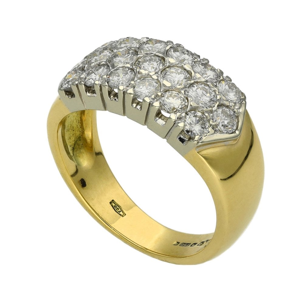 Ladies 18ct Yellow Gold 1.00ct Diamond Cluster Ring - Size J