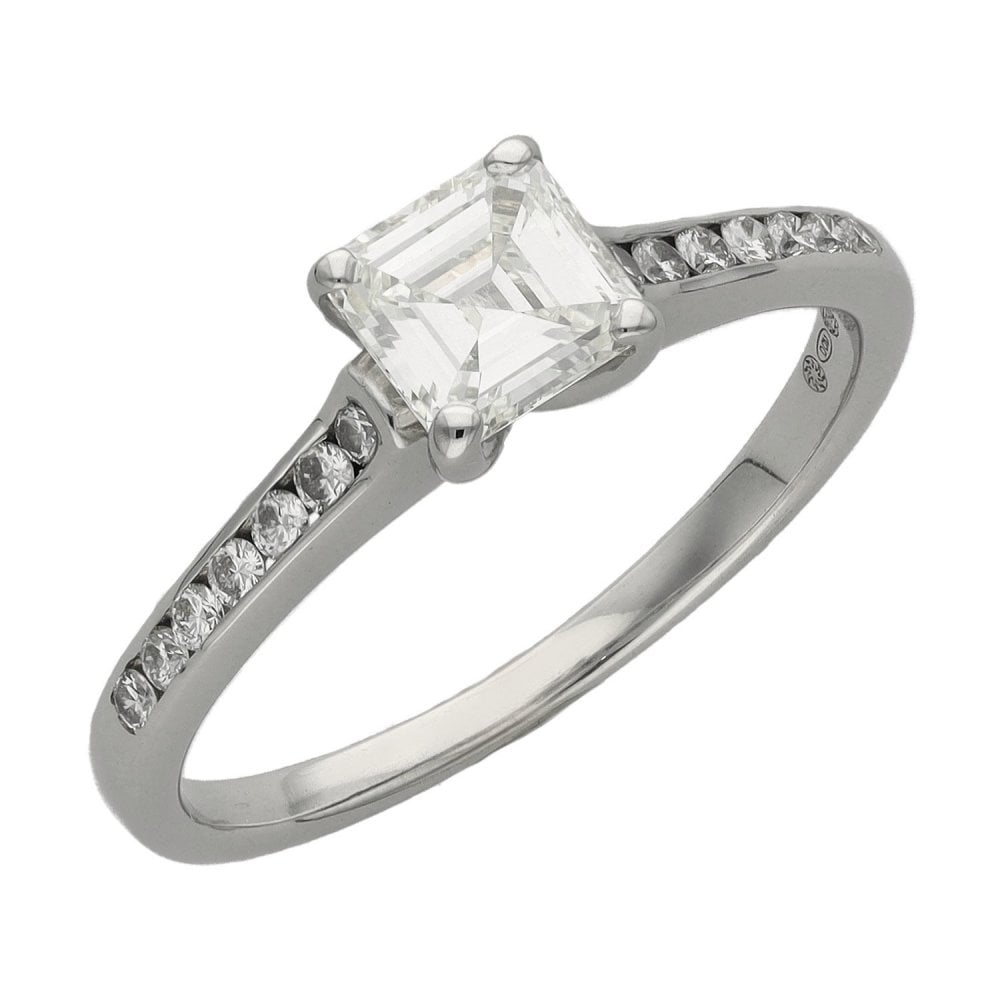 Ladies 18ct White Gold Square Emerald Cut Diamond Ring