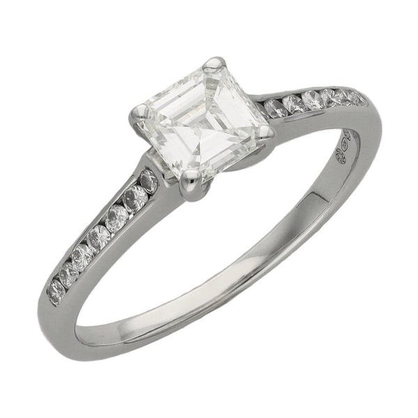 Ladies 18ct White Gold Square Emerald Cut Diamond Ring