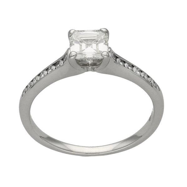 Ladies 18ct White Gold Square Emerald Cut Diamond Ring