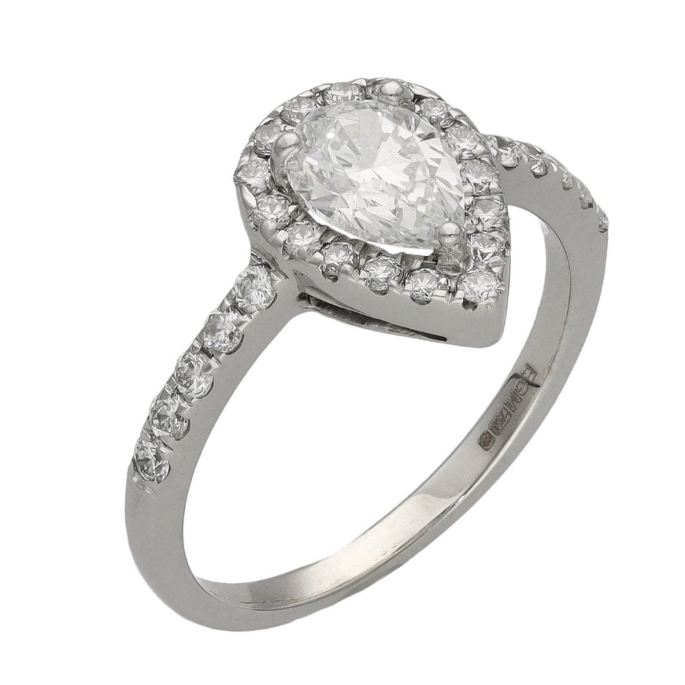 Ladies 18ct White Gold 1.00ct Diamond Pear Shape Ring