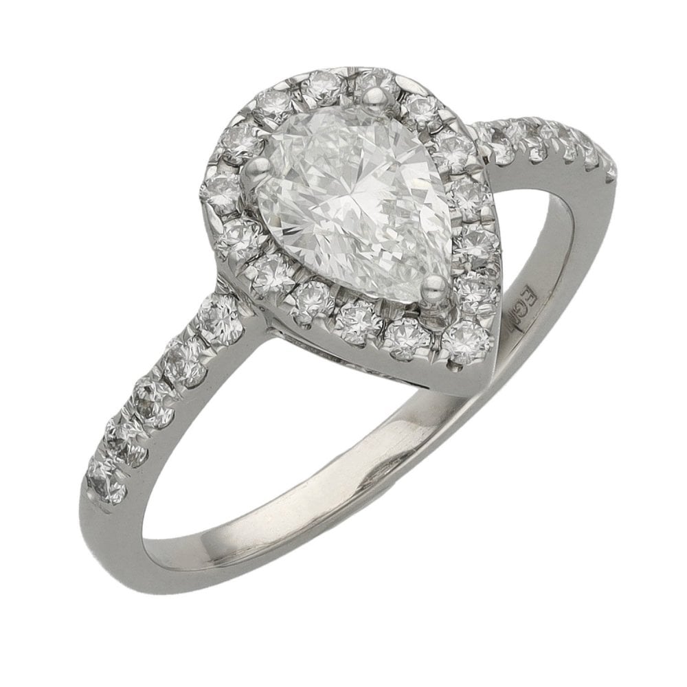 Ladies 18ct White Gold 1.00ct Diamond Pear Shape Ring