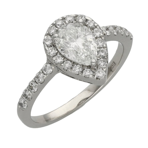 Ladies 18ct White Gold 1.00ct Diamond Pear Shape Ring