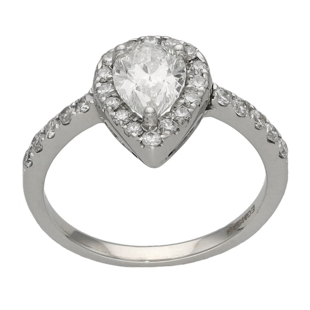 Ladies 18ct White Gold 1.00ct Diamond Pear Shape Ring