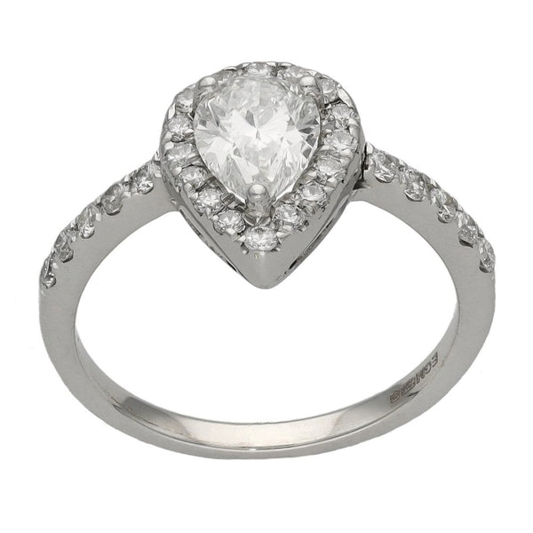 Ladies 18ct White Gold 1.00ct Diamond Pear Shape Ring