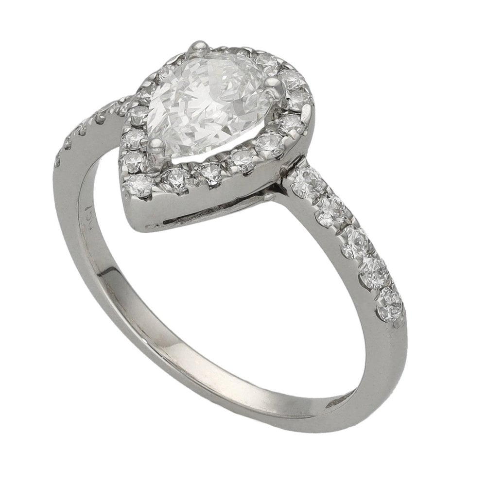 Ladies 18ct White Gold 1.00ct Diamond Pear Shape Ring
