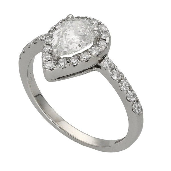 Ladies 18ct White Gold 1.00ct Diamond Pear Shape Ring