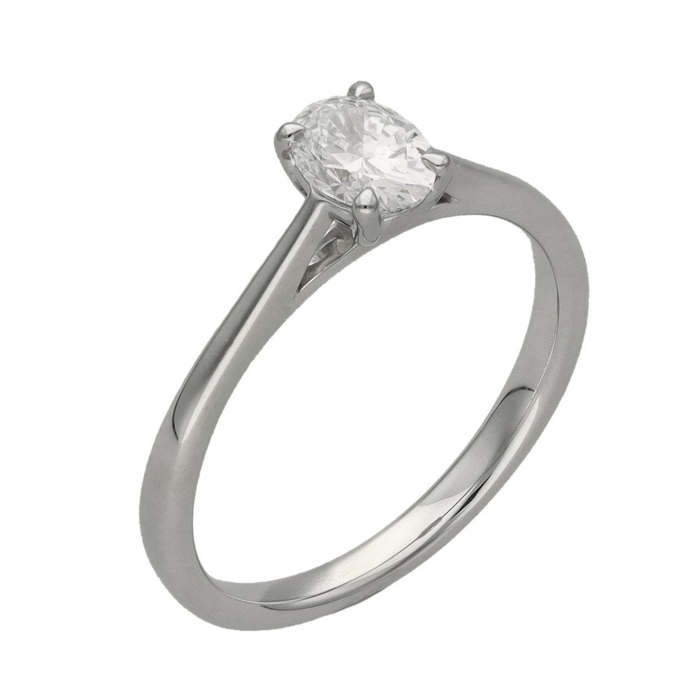Ladies Platinum Certified Oval Diamond Engagement Ring
