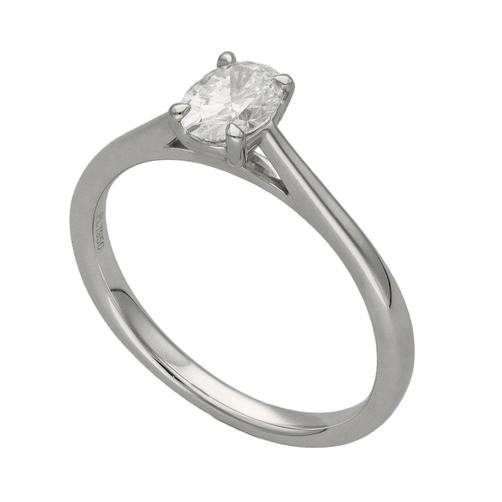 Ladies Platinum Certified Oval Diamond Engagement Ring