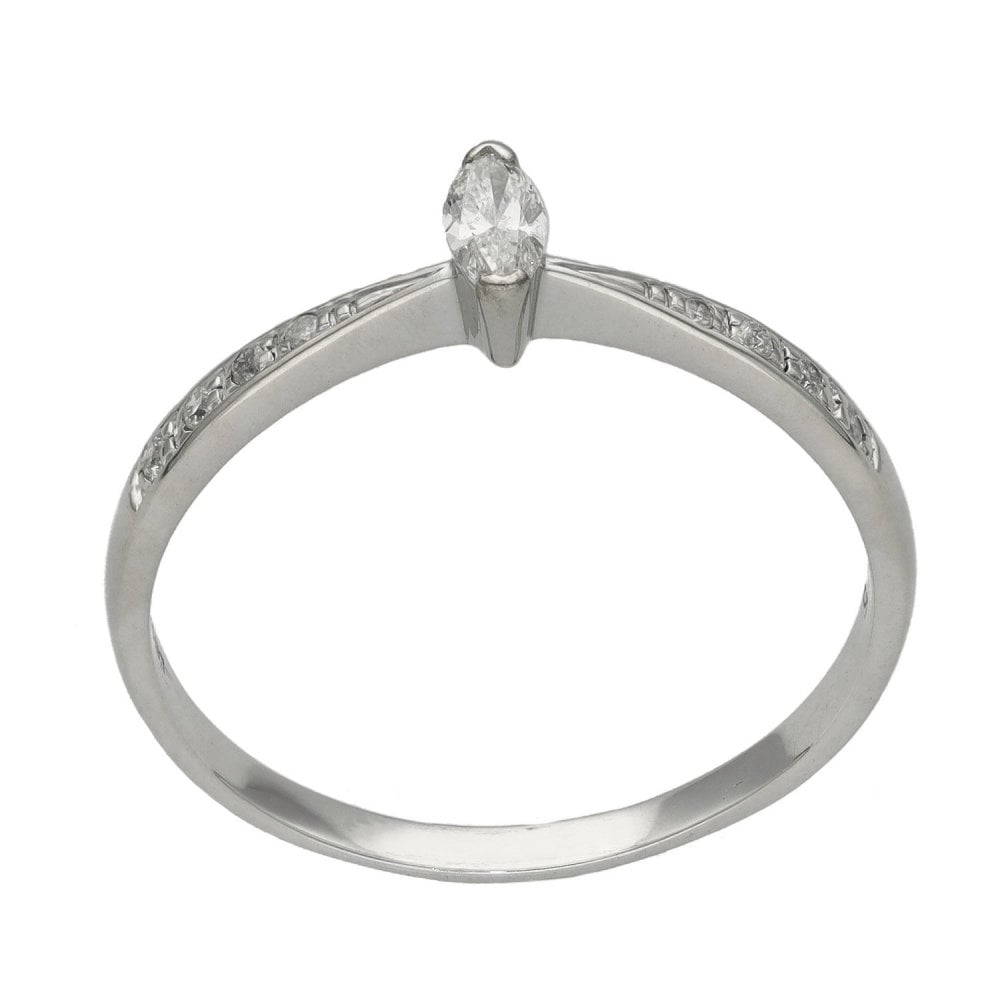Ladies 18ct White Gold Marquise Diamond Ring - 0.15ct
