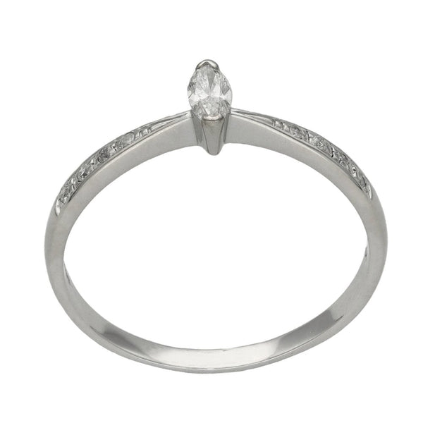 Ladies 18ct White Gold Marquise Diamond Ring - 0.15ct