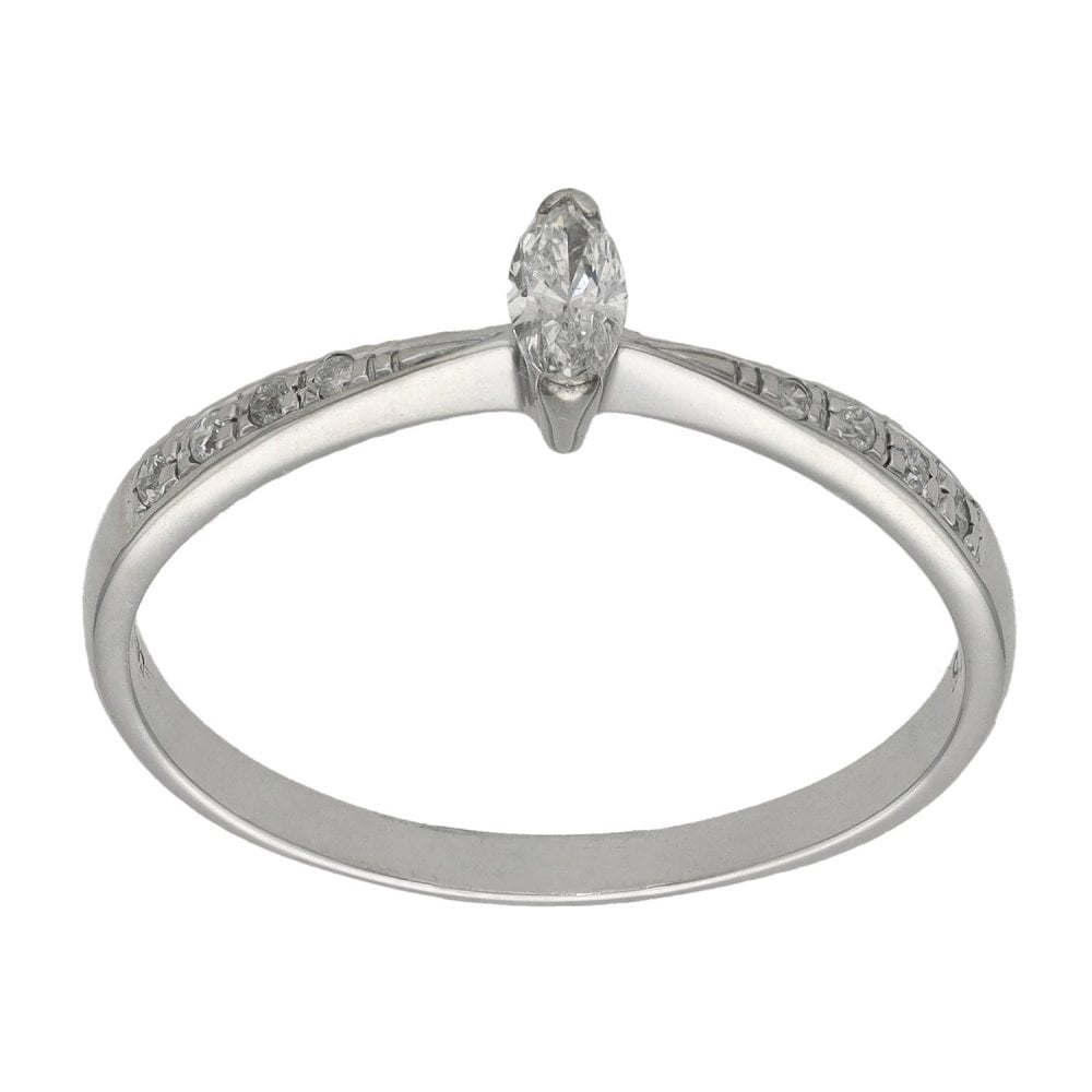 Ladies 18ct White Gold Marquise Diamond Ring - 0.15ct