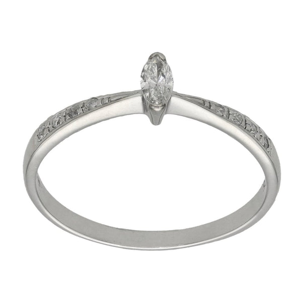 Ladies 18ct White Gold Marquise Diamond Ring - 0.15ct