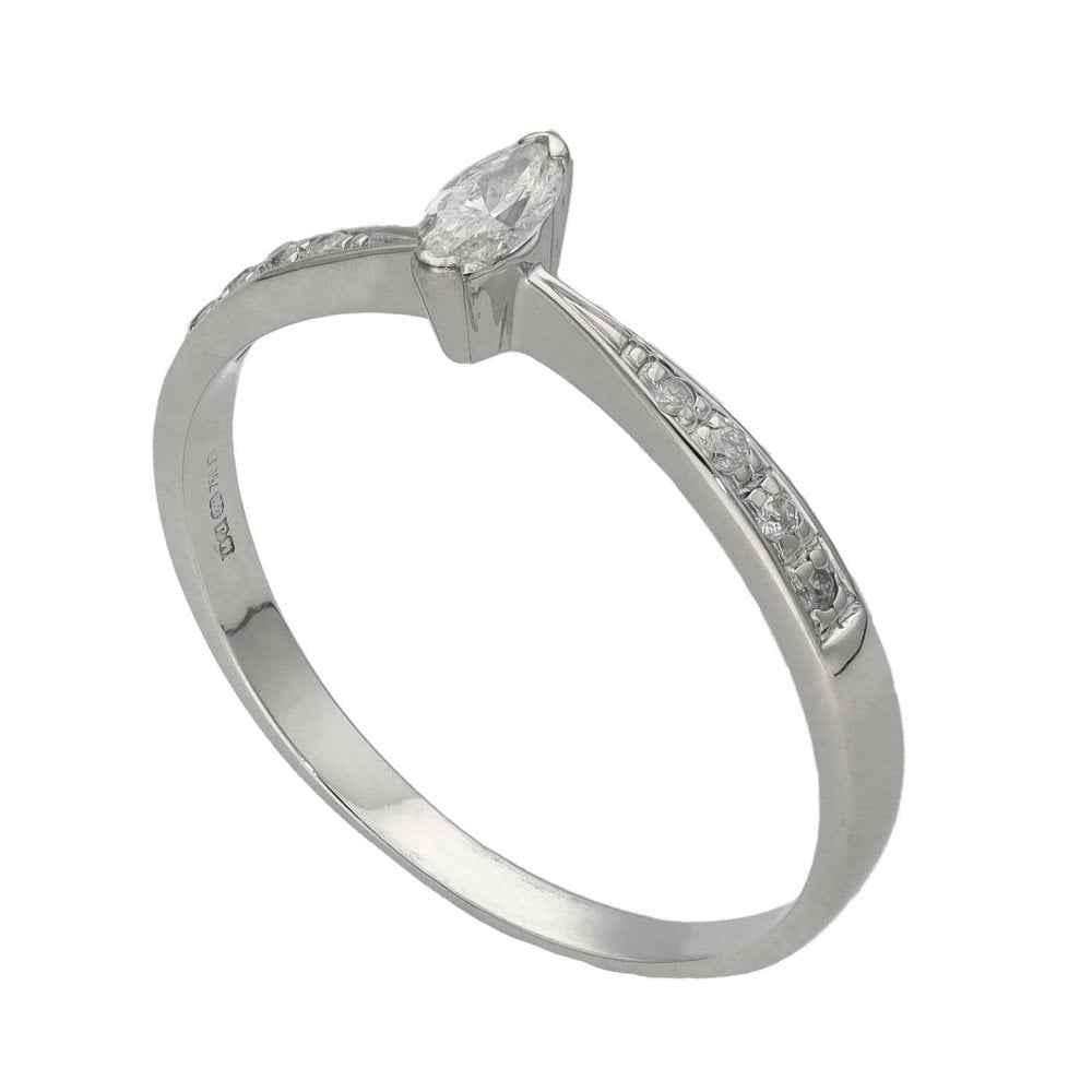 Ladies 18ct White Gold Marquise Diamond Ring - 0.15ct