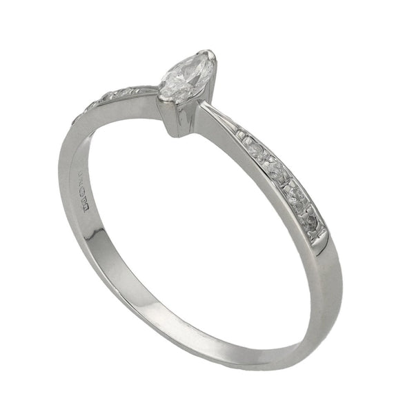 Ladies 18ct White Gold Marquise Diamond Ring - 0.15ct