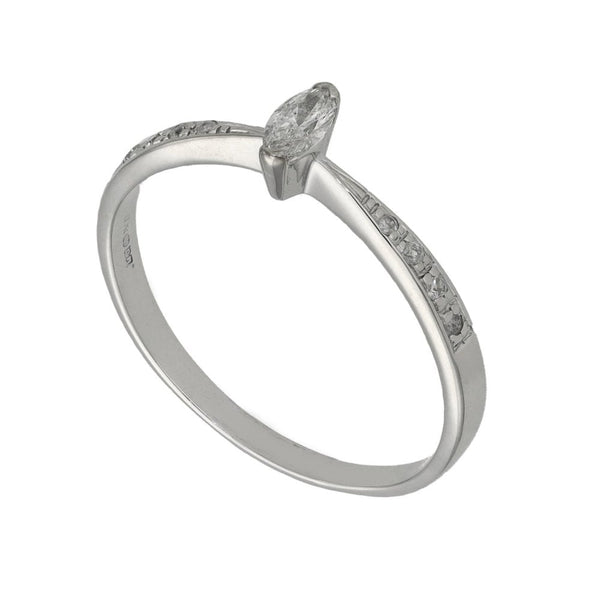 Ladies 18ct White Gold Marquise Diamond Ring - 0.15ct