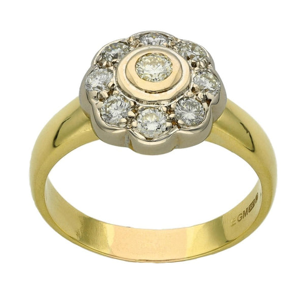 Ladies 14ct Yellow Gold Diamond Cluster Ring - 0.76ct