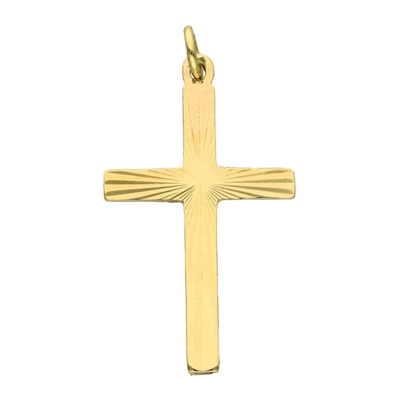 9ct Yellow Gold Patterned Cross Pendant - 1.9g