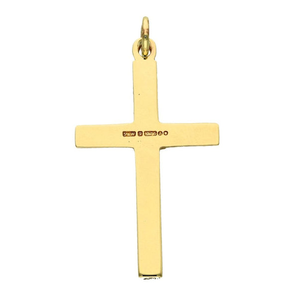 9ct Yellow Gold Patterned Cross Pendant - 1.9g