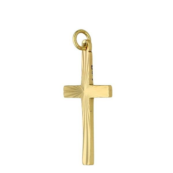9ct Yellow Gold Patterned Cross Pendant - 1.9g